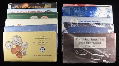 1990-1999 MINT SETS. WEEKLY COIN & CURRENCY AUCTIONS ESTIMATE $75 - $100.