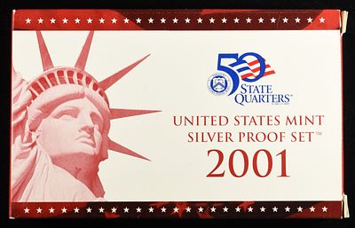 2001 US SILVER PROOF SET. TOP RATED AUCTION HOUSE ESTIMATE $150 - $200.