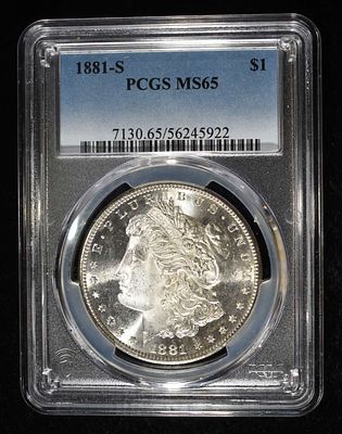 1881-S MORGAN DOLLAR PCGS MS-65. CHECK OUT OUR UPCOMING AUCTIONS ESTIMATE $200 - $250.