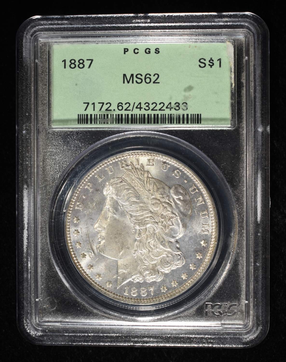 1887 MORGAN DOLLAR PCGS MS-62 OLD GREEN HOLDER