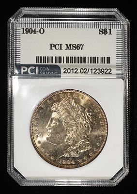 1904-O MORGAN DOLLAR PCI SUPERB GEM BU. BID WITH SILVER CITY AUCTIONS ESTIMATE $400 - $450.