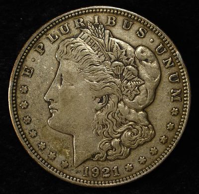 1921-D MORGAN DOLLAR. WEEKLY COIN & CURRENCY AUCTIONS ESTIMATE $90 - $130.