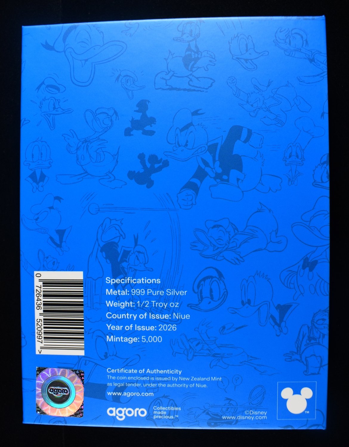 DONALD DUCK 1/2 OZ .999 SILVER