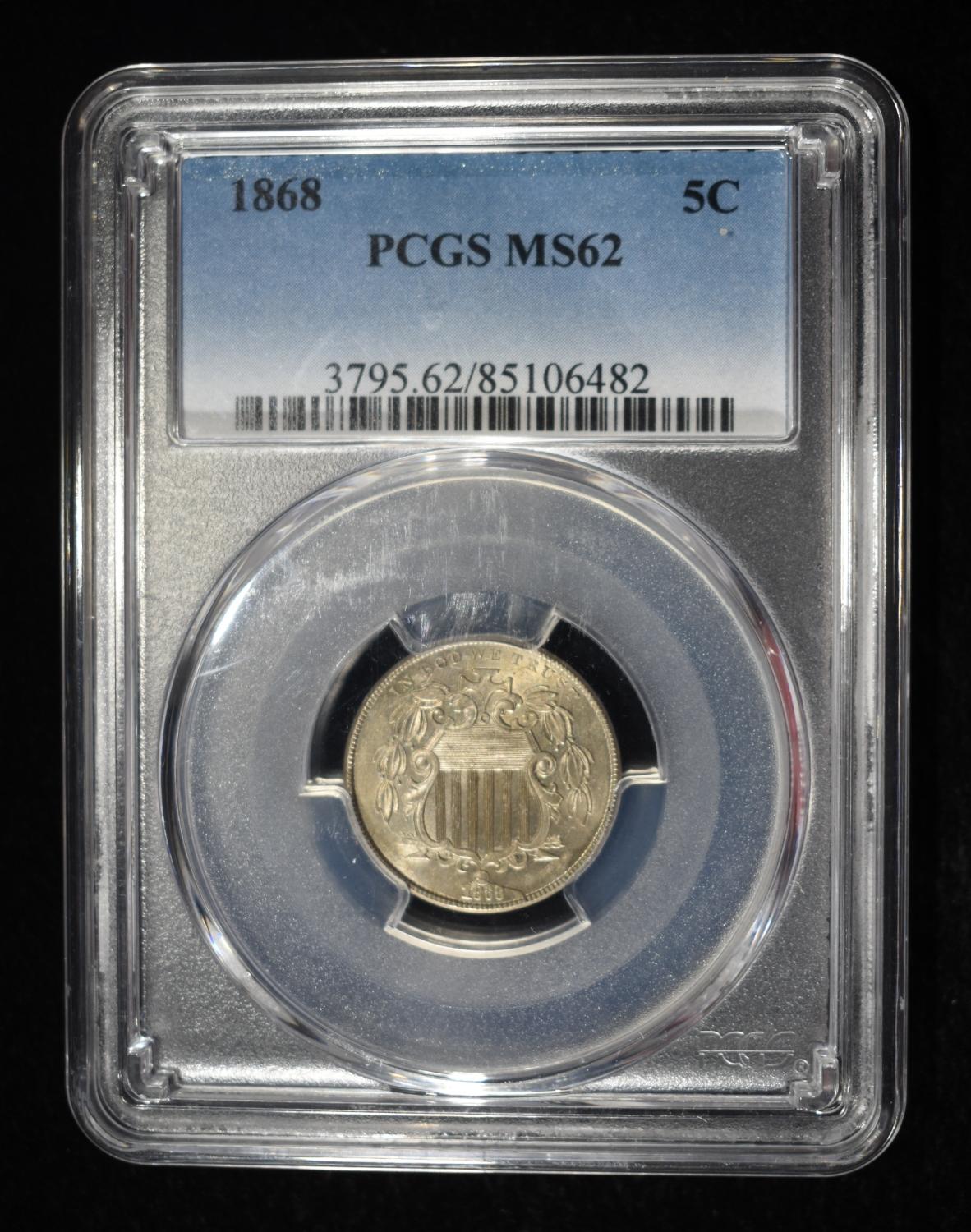 1868 SHIELD NICKEL PCGS MS-62