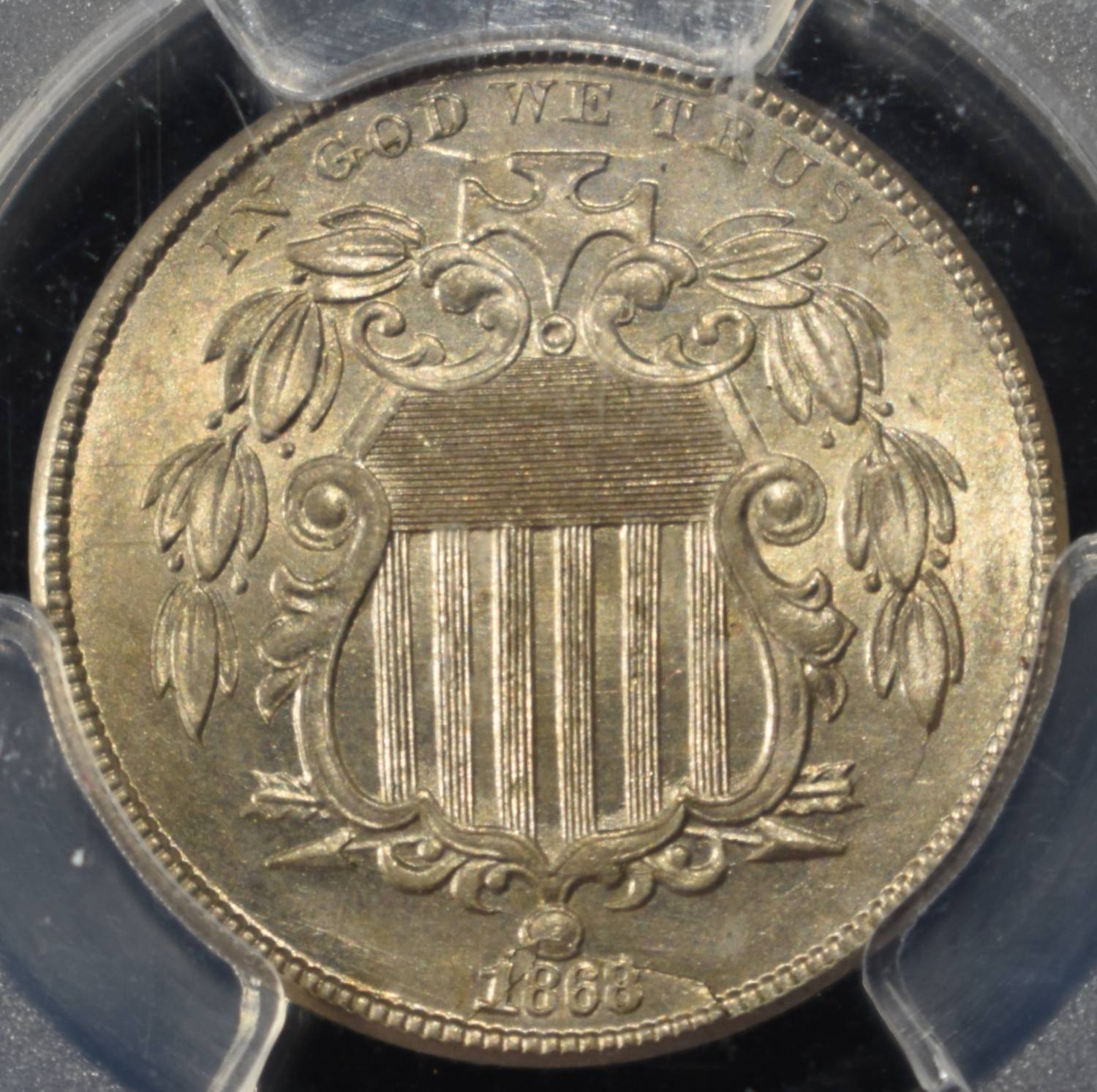 1868 SHIELD NICKEL PCGS MS-62