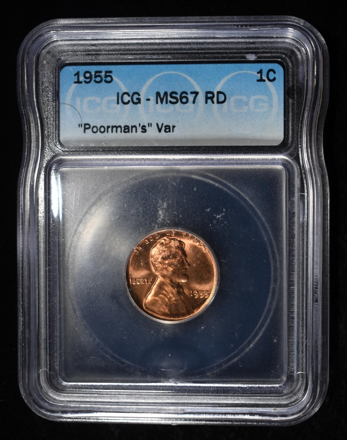1955 WHEAT CENT POORMAN'S ICG MS67 RD