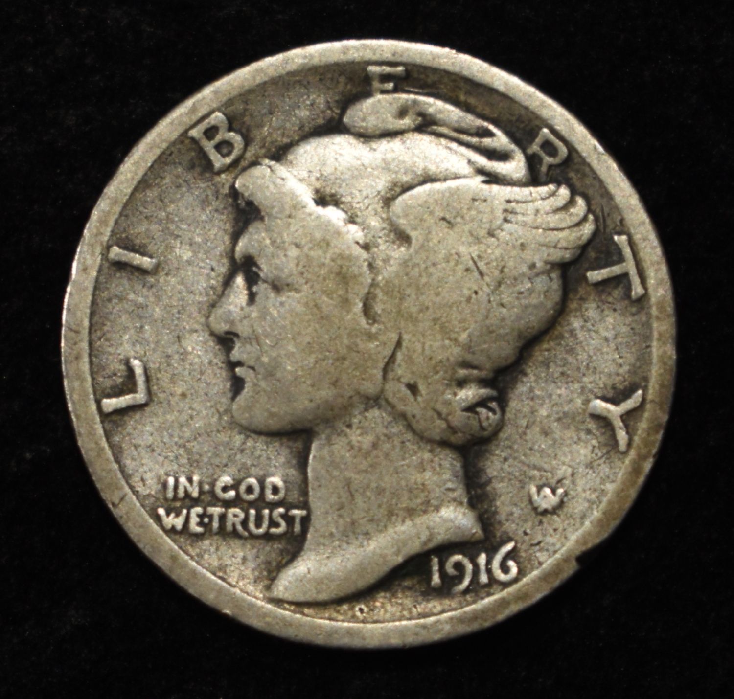 1916-D MERCURY DIME FINE