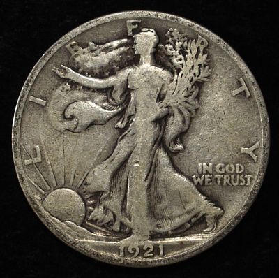 1921-S WALKING LIBERTY HALF DOLLAR FINE. BID WITH SILVER CITY AUCTIONS ESTIMATE $350 - $400.