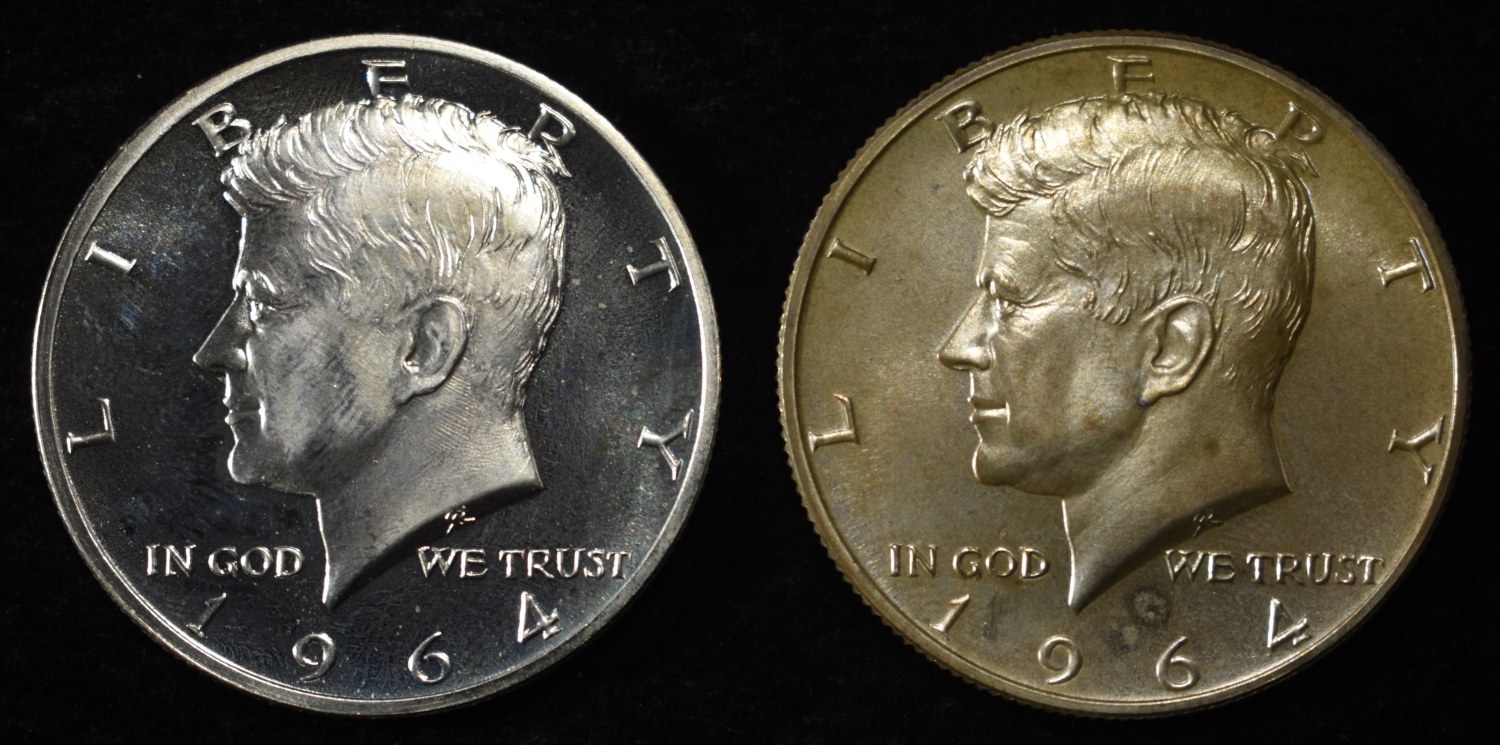(2) 90% SILVER 1964 KENNEDY HALF DOLLARS PROOF BU