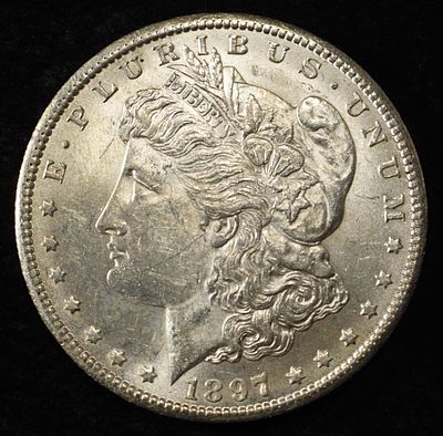 1897-S MORGAN DOLLAR. LEADERS IN ON-LINE AUCTIONS ESTIMATE $150 - $200.