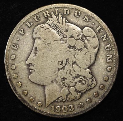 1903-S MORGAN DOLLAR VG. LEADERS IN ON-LINE AUCTIONS ESTIMATE $130 - $150.