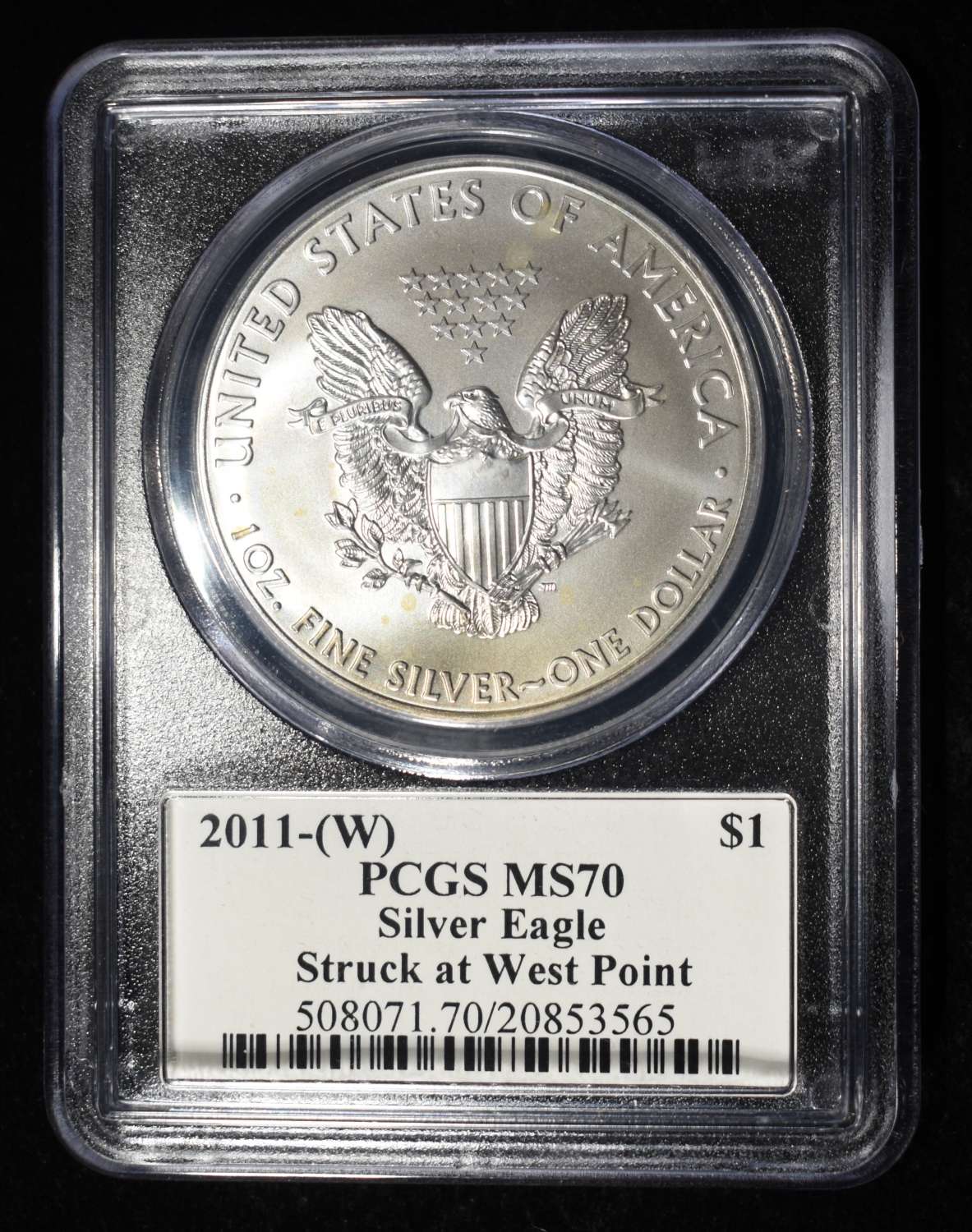 2011-W AMERICAN SILVER EAGLE PCGS MS70