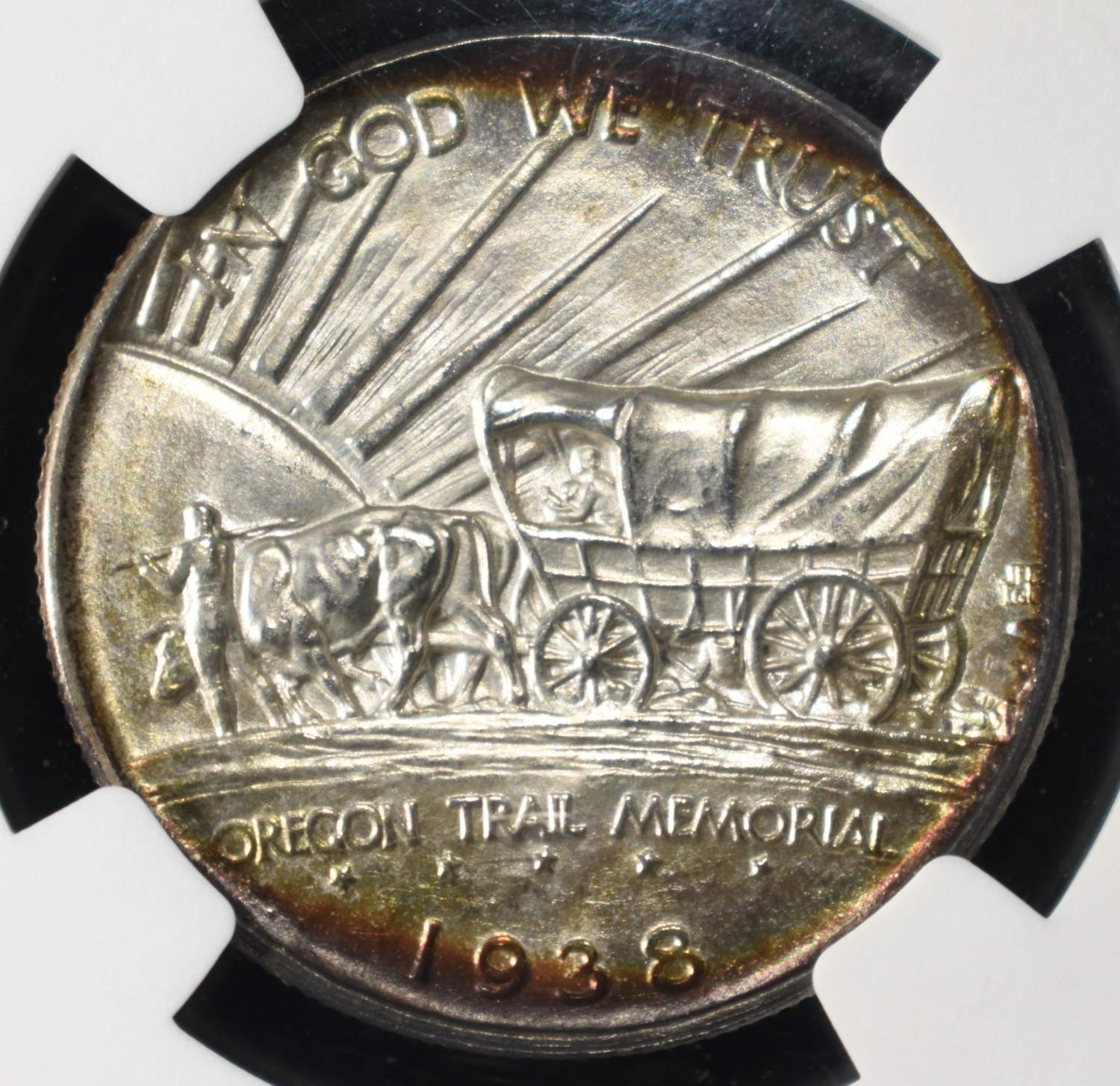 1938-D COMMEM 50C OREGON TRAIL NGC UNC DETAILS