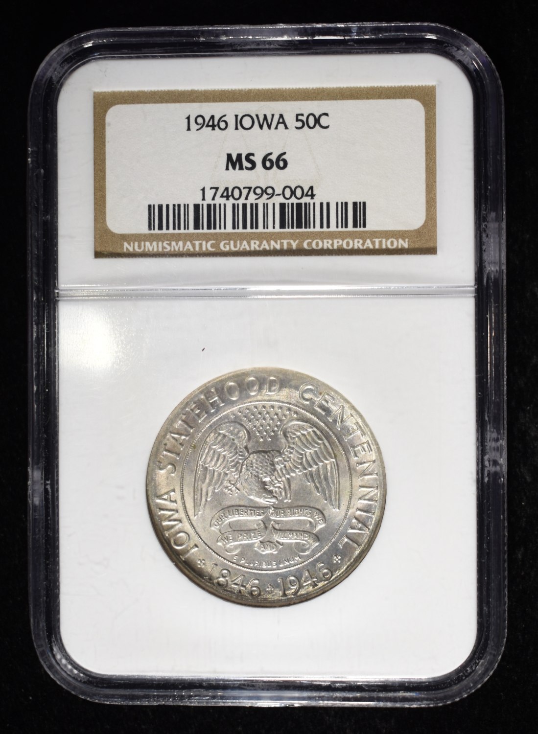 1946 COMMEM 50C IOWA NGC MS66