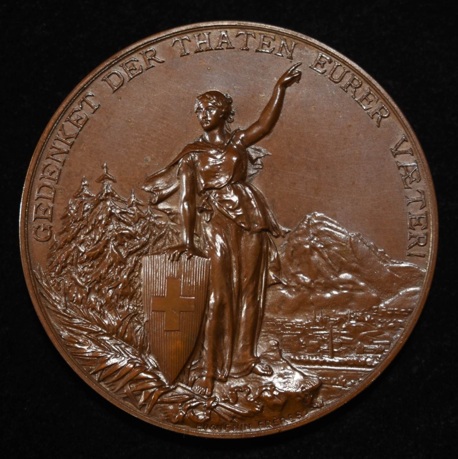 1892 SWISS SHOOTING MEDAL GLARUS BRONZE