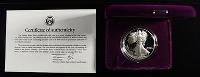 1990-S AMERICAN SILVER EAGLE PROOF. WEEKLY COIN & CURRENCY AUCTIONS ESTIMATE $150 - $200.