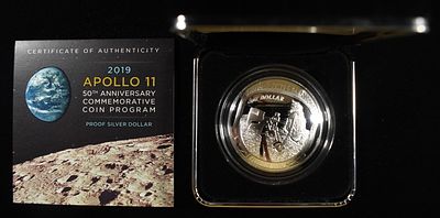 2019 $1 COMMEM APOLLO 11 50TH ANNIVERSARY. COMMEMORATIVE SILVER COINS ESTIMATE $120 - $190.