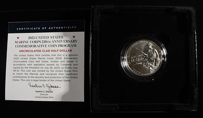 2025 50C COMMEM USMC. WEEKLY COIN & CURRENCY AUCTIONS ESTIMATE $75 - $100.