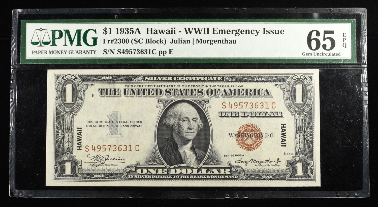 1935A $1 HAWAII WWII EMERGENCY ISSUE PMG 65 EPQ