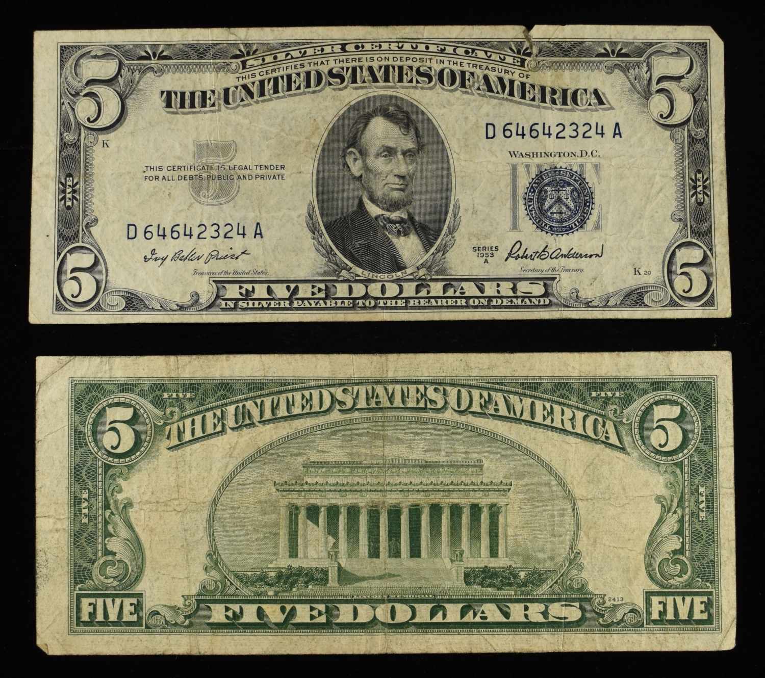 (10) $5 SILVER CERT NOTES
