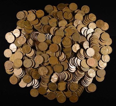 (500) WHEAT CENTS: MIXED DATES. BID WITH SILVER CITY AUCTIONS ESTIMATE $80 - $100.