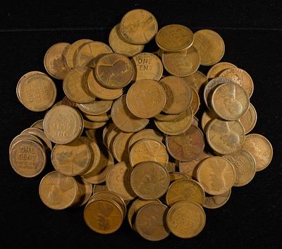 (86) WHEAT CENTS FROM THE TEENS. BID WITH SILVER CITY AUCTIONS ESTIMATE $120 - $150.