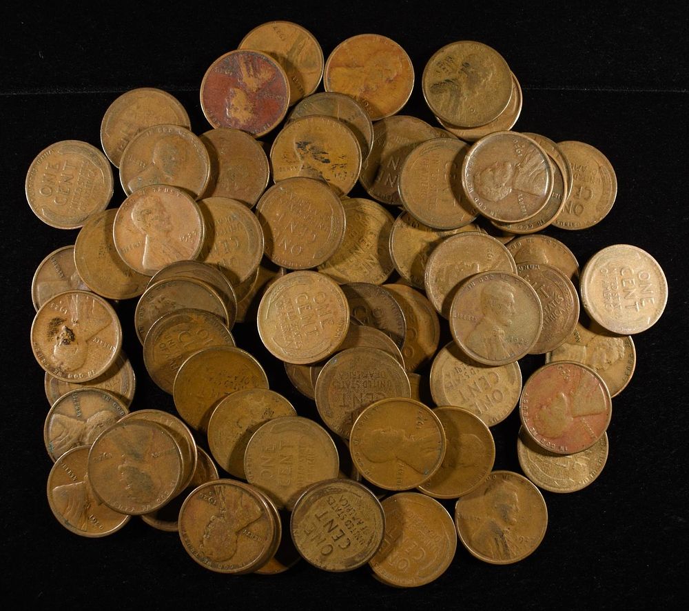 (77) WHEAT CENTS FROM THE 20'S. BID WITH SILVER CITY AUCTIONS ESTIMATE $100 - $120.