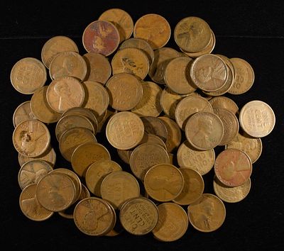 (77) WHEAT CENTS FROM THE 20'S. BID WITH SILVER CITY AUCTIONS ESTIMATE $100 - $120.