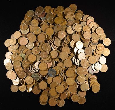 (500) 40'S & 50'S WHEAT CENTS. BID WITH SILVER CITY AUCTIONS ESTIMATE $90 - $110.
