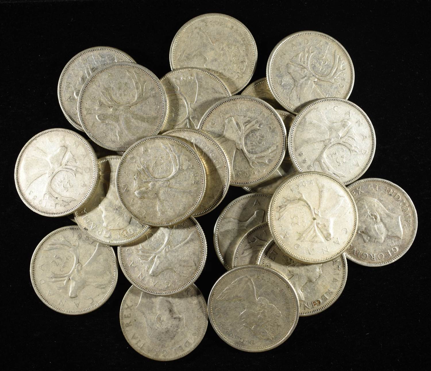 (25) 80% SILVER CANADIAN QUARTERS