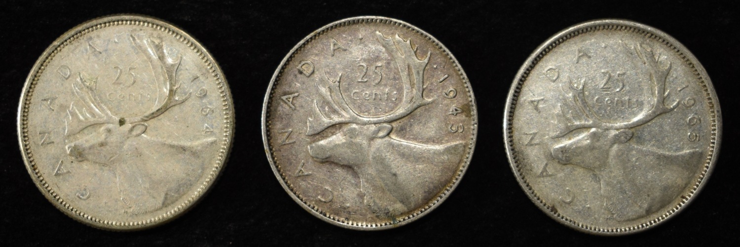 (25) 80% SILVER CANADIAN QUARTERS