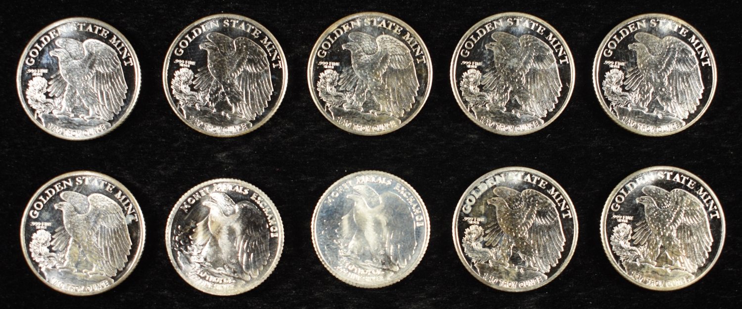 (10) 1/10TH OZ .999 SILVER ROUNDS