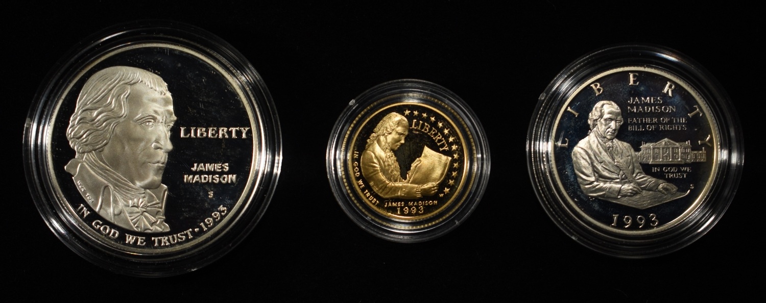 1993 MADISON BILL OF RIGHTS 3 COIN PROOF SET