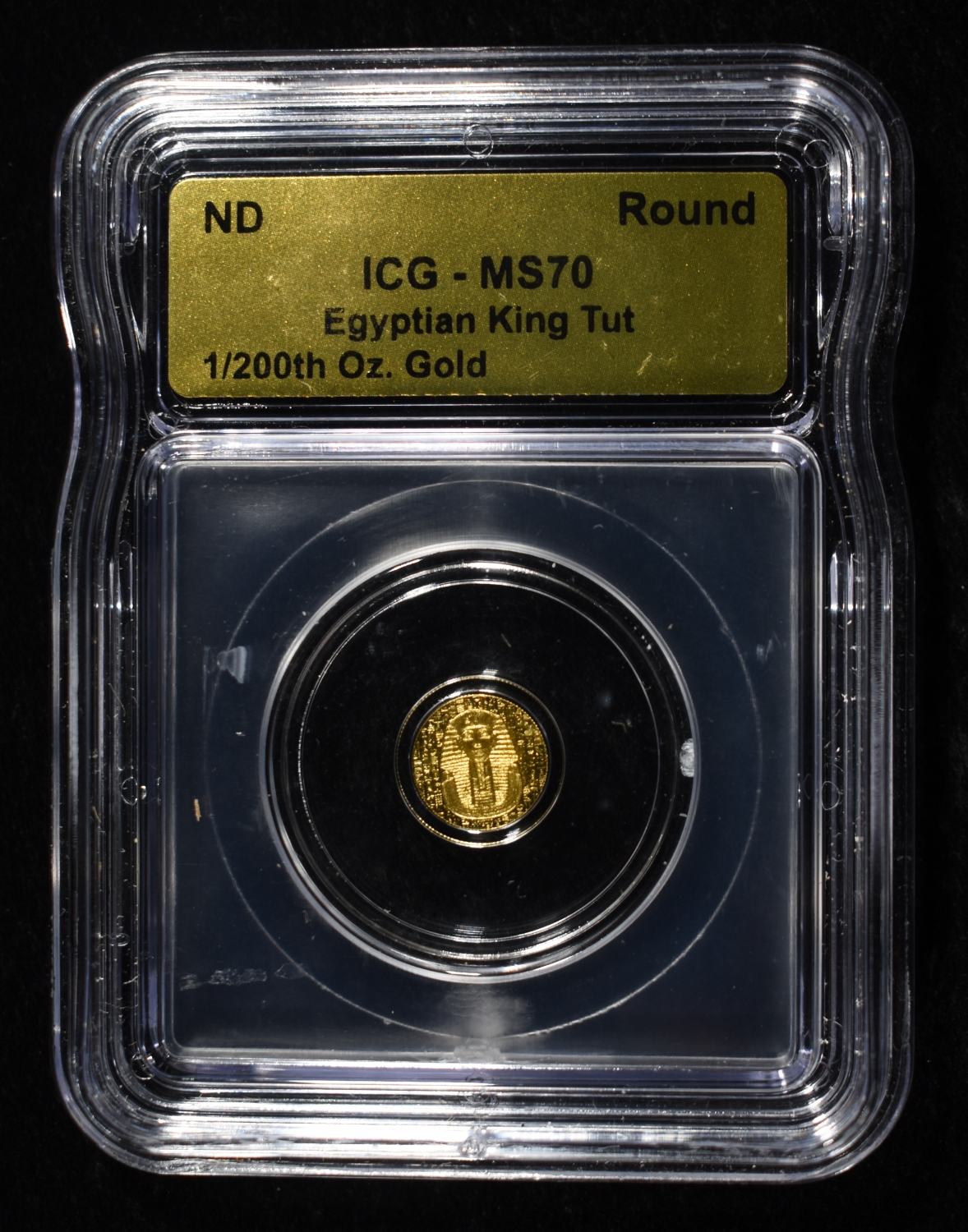 EGYPTIAN KING TUT ROUND ICG MS70 1/200TH OZ GOLD