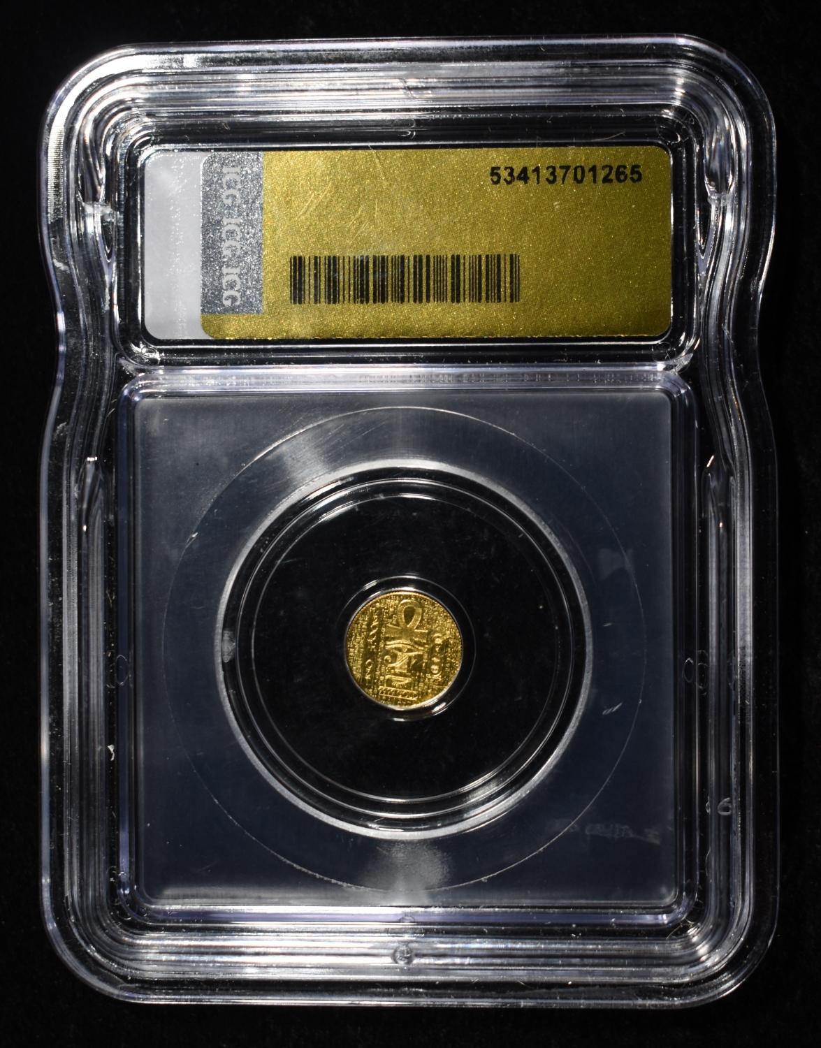 EGYPTIAN KING TUT ROUND ICG MS70 1/200TH OZ GOLD