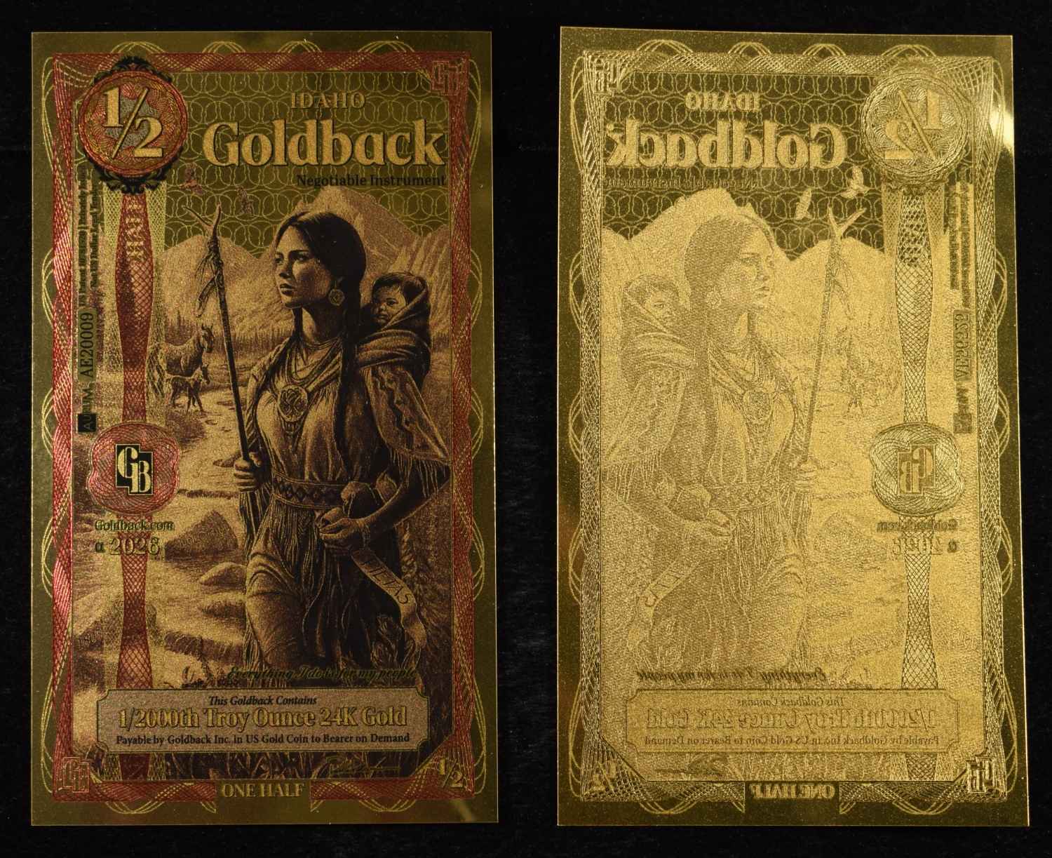 (19) $1/2 GOLDBACKS 1/2000TH TROY OZ 24K GOLD