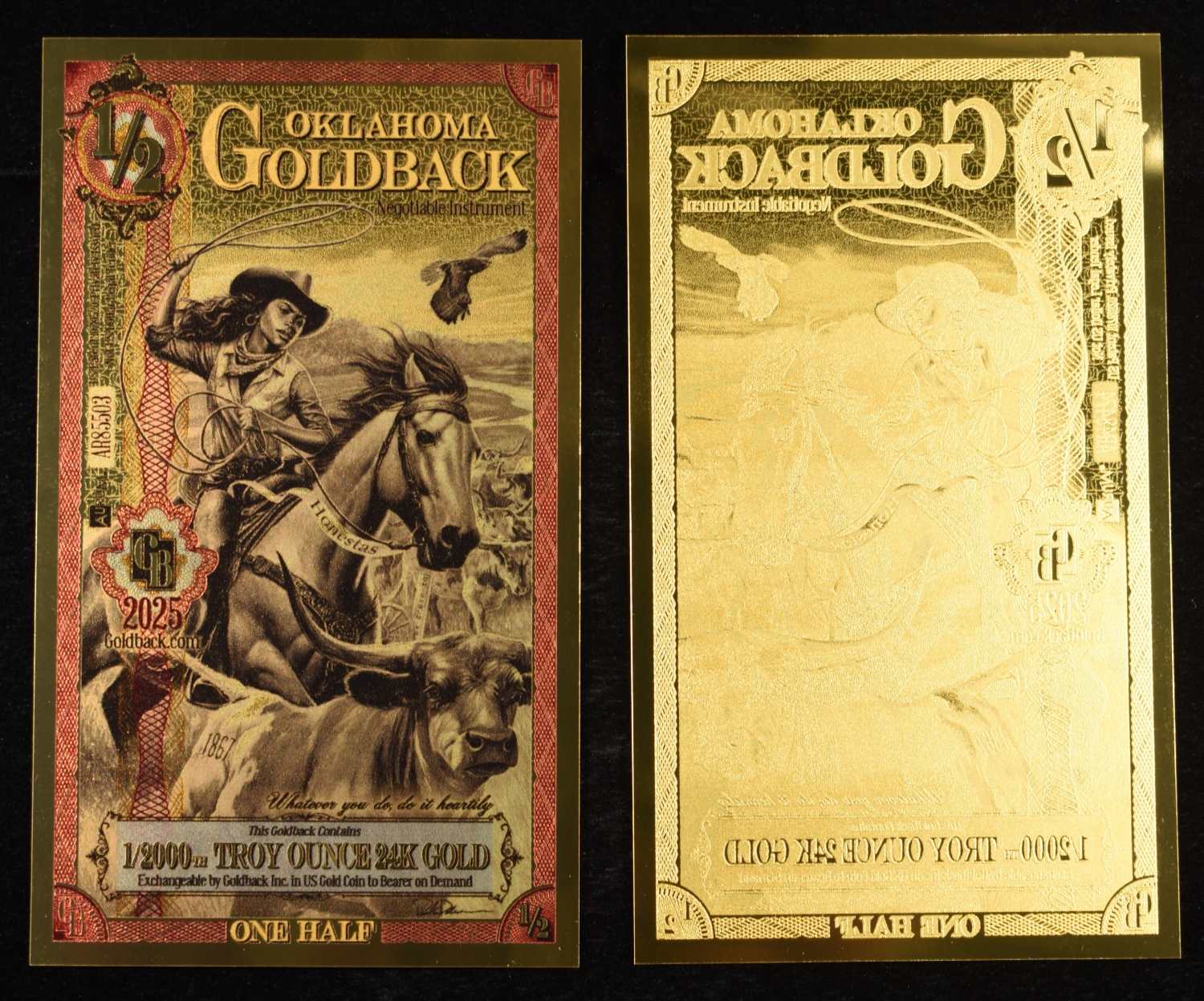 (15) $1/2 GOLDBACKS 1/2000TH TROY OZ 24K GOLD
