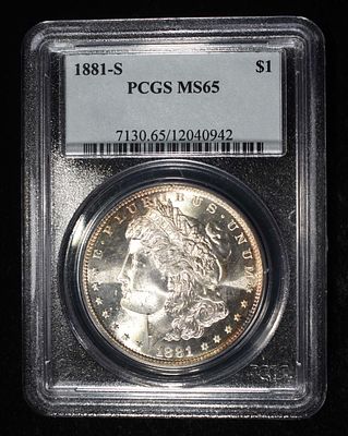 1881-S MORGAN DOLLAR PCGS MS-65. CHECK OUT OUR UPCOMING AUCTIONS ESTIMATE $200 - $250.