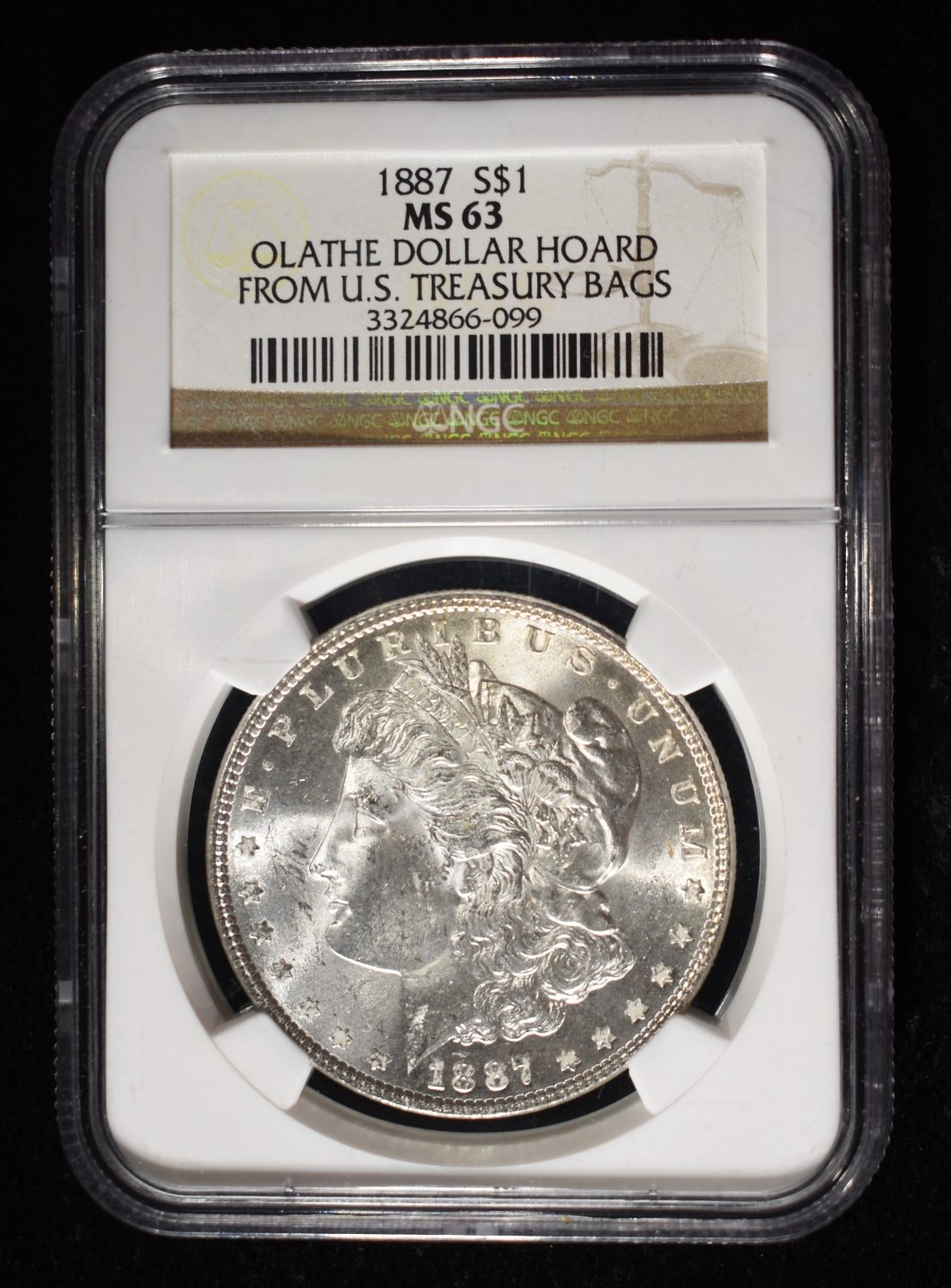 1887 MORGAN DOLLAR NGC MS-63 OLATHE HOARD