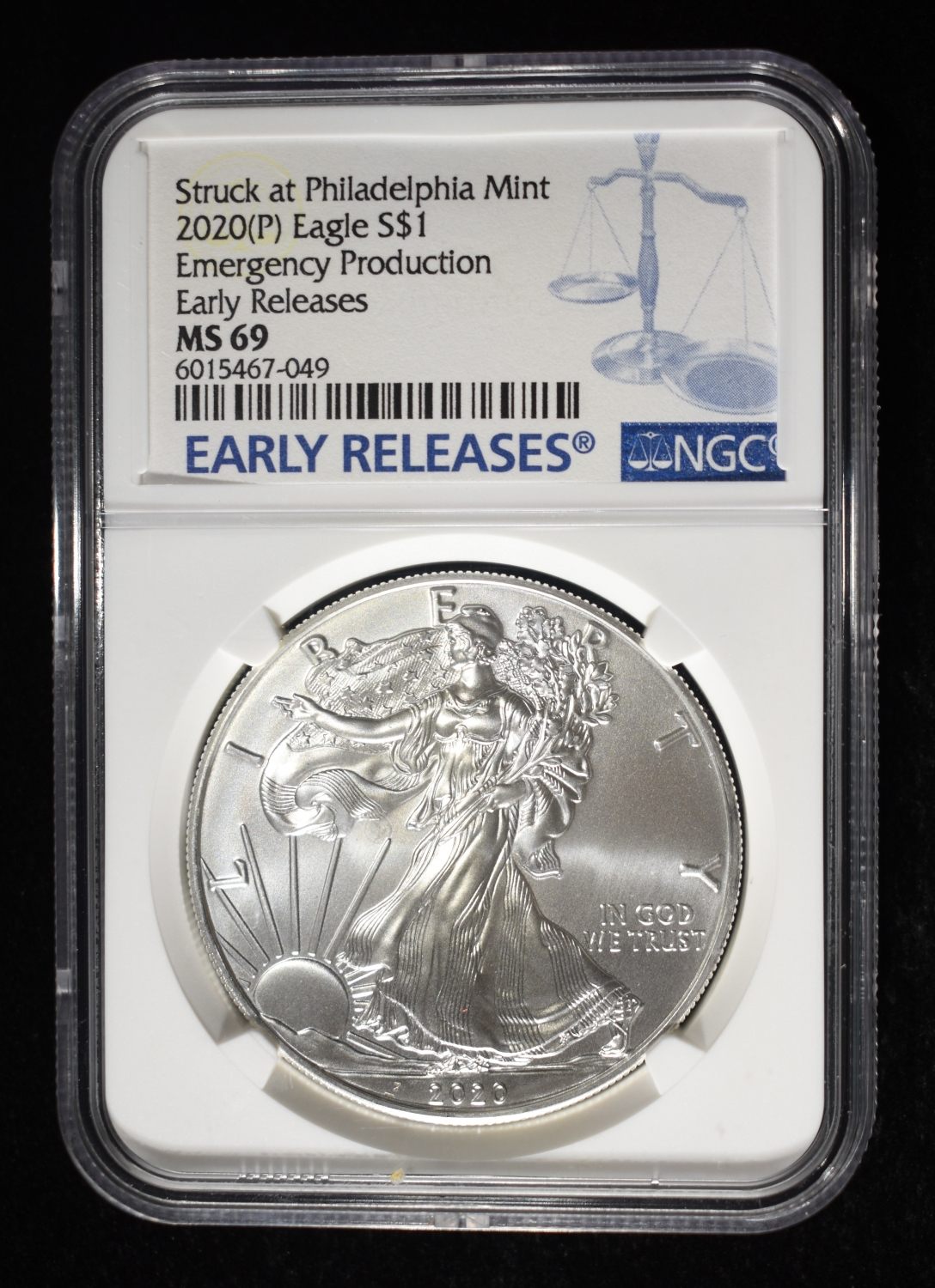 2020 (P) AMERICAN SILVER EAGLE NGC MS69