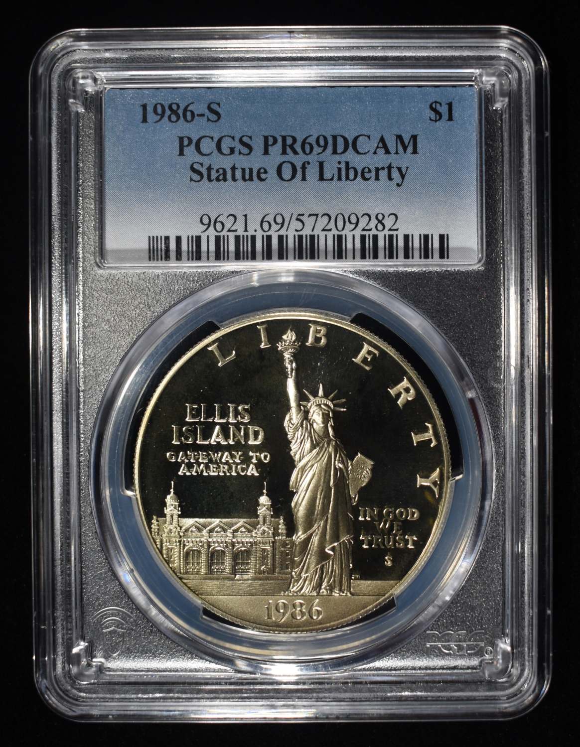 1986-S $1 COMMEM STATUE OF LIBERTY PCGS PR69 DCAM