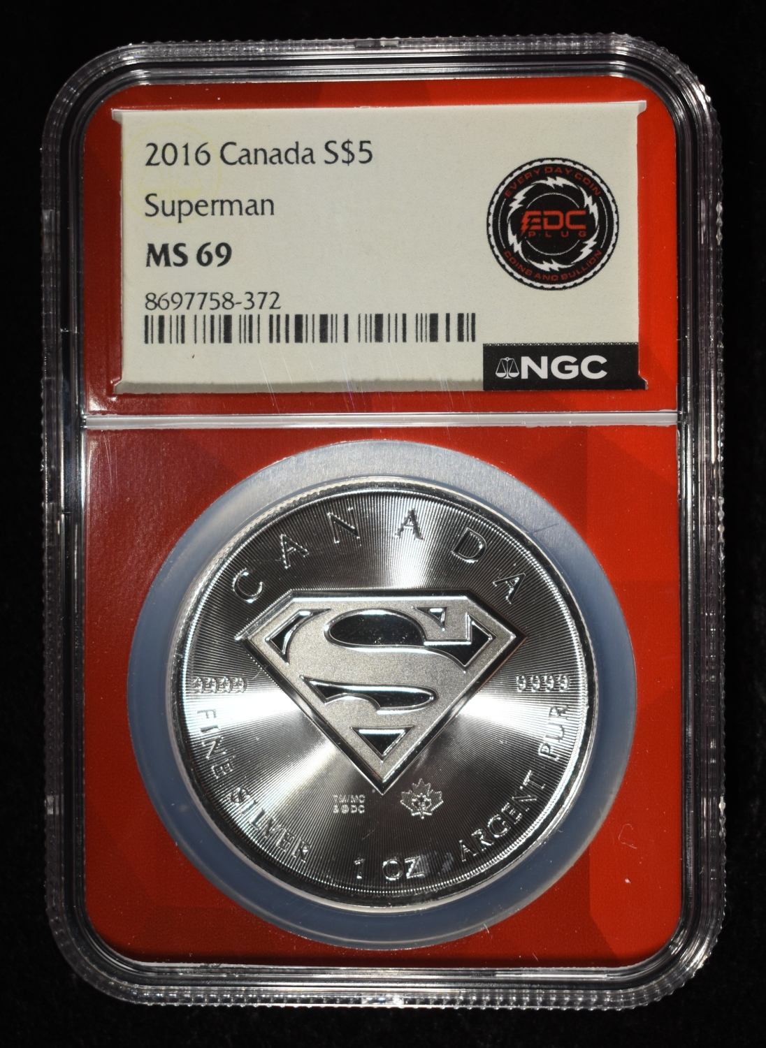 2016 1OZ SILVER CANADIAN SUPERMAN NGC MS-69