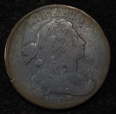 1802 LARGE CENT VG. BID WITH SILVER CITY AUCTIONS ESTIMATE $150 - $200.