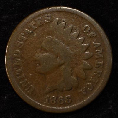 1866 INDIAN CENT GOOD. WEEKLY COIN & CURRENCY AUCTIONS ESTIMATE $75 - $100.