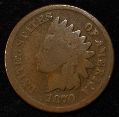 1870 INDIAN CENT GOOD. TOP RATED AUCTION HOUSE ESTIMATE $100 - $130.