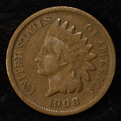 1908-S INDIAN CENT FINE. TOP RATED AUCTION HOUSE ESTIMATE $120 - $150.