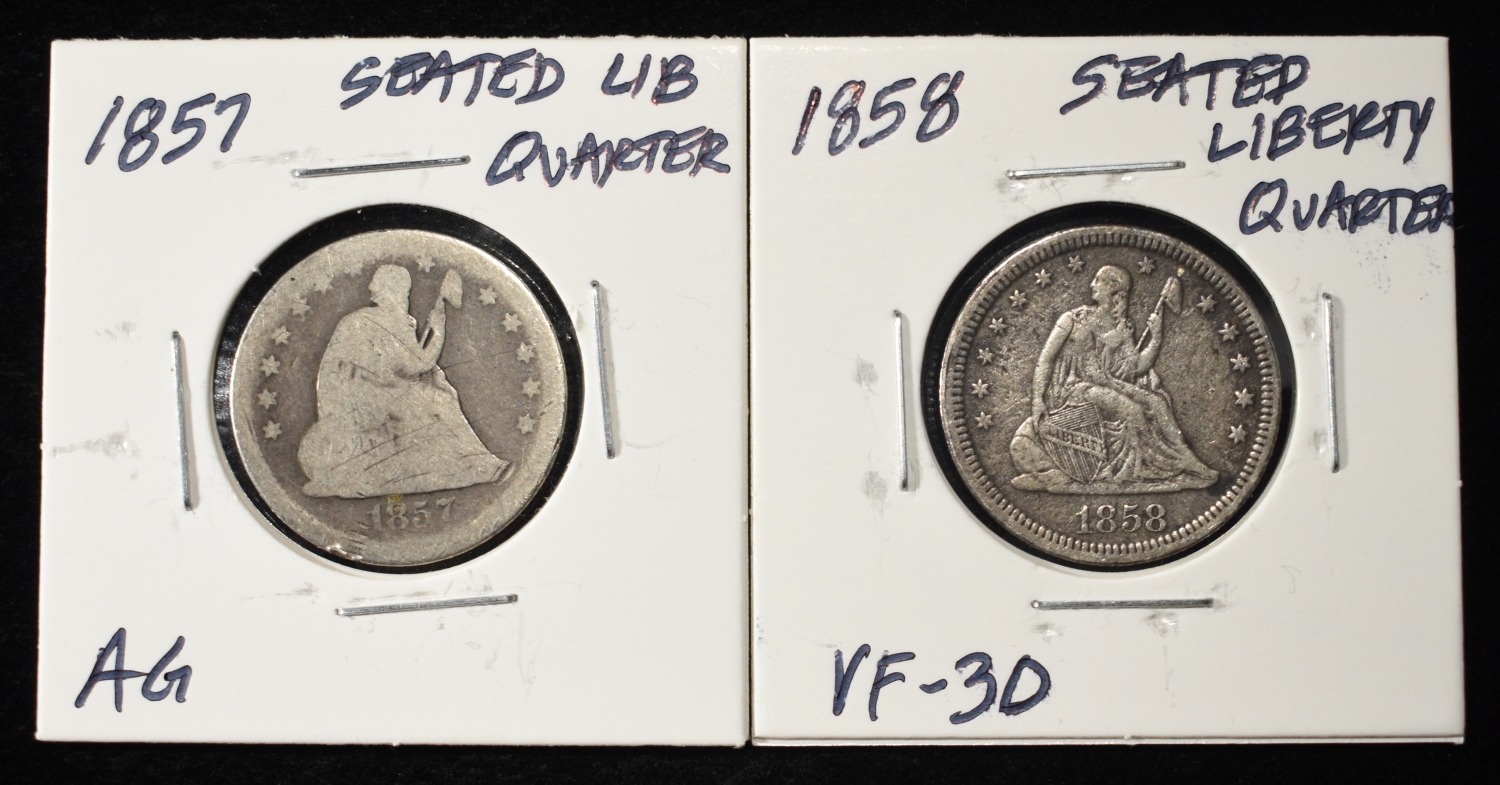 1858 & 1857 LIBERTY SEATED QUARTERS