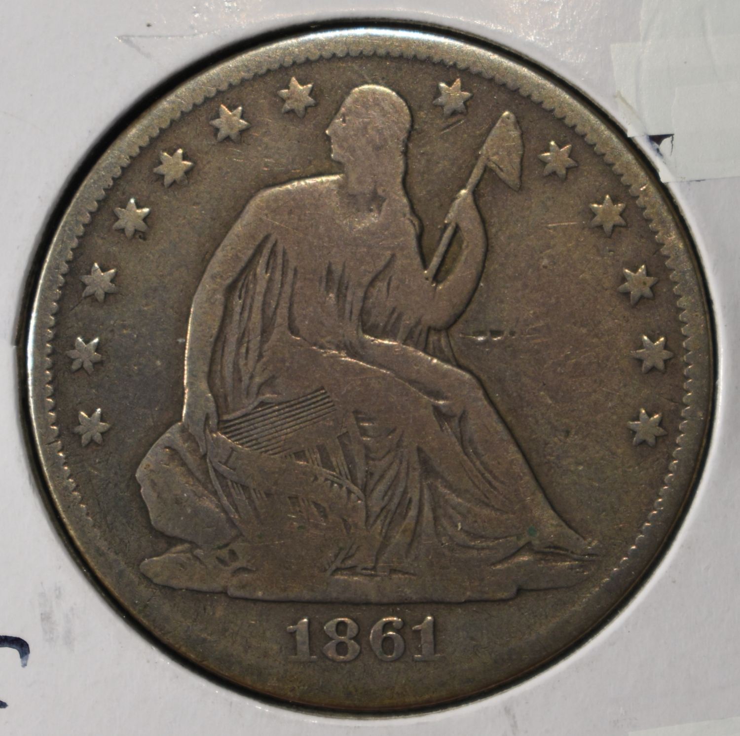 1861-O LIBERTY SEATED HALF DOLLAR VG
