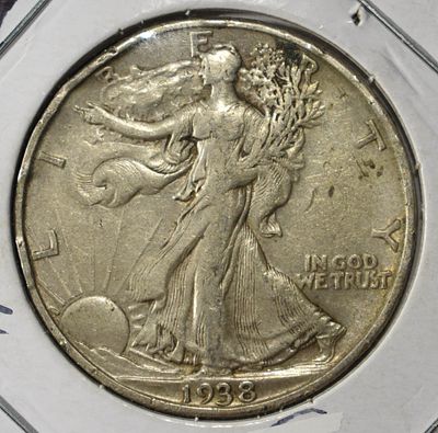 1938-D WALKING LIBERTY HALF DOLLAR XF SUPER RARE. CHECK OUT OUR UPCOMING AUCTIONS ESTIMATE $160 