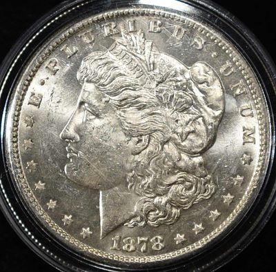 1878-S MORGAN DOLLAR CH BU. LEADERS IN ON-LINE AUCTIONS ESTIMATE $150 - $200.